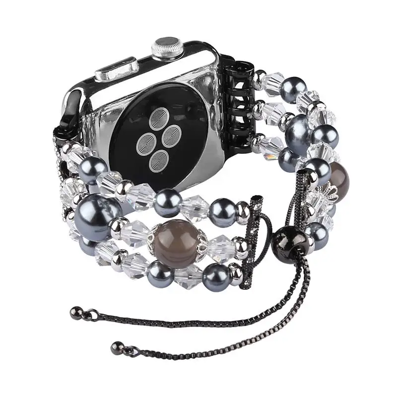 black 2 Модный жемчужный ремешок для apple watch 5, 4 ремешка, 44 мм, 40 мм, iwatch, ремешок 42 мм, correa, apple watch, 38 мм, женский ремень, браслет, ремешок для часов 3 - Цвет ремешка: black 2