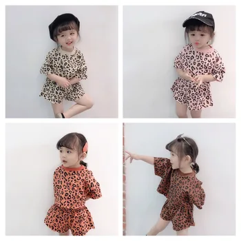 

Boys and Girls Leisure Sets Leopard T Shirt+ Shorts 2020 Children's Wear Spring and Summer