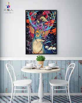 

DIY Oil Painting Zebra Modern Fashion by with Kits Animal Colorful Geometric Canvas Watercolor Animals One Piece 50x40 60x50