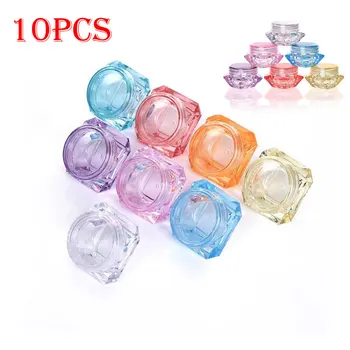 

10pcs Cosmetic Sample Empty Container Plastic Clear Cosmetic Pot Jars for Eye Shadow Nails Powder Jewelry Mix-Color