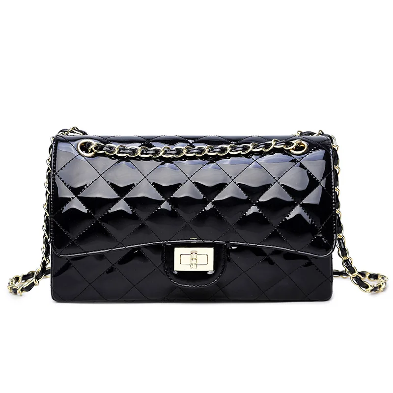 

Patent Leather Rhombus Chain WOMEN'S Bag 2019 Spring And Summer New Style Europe And America WOMEN'S Fashion Handbag Crossbody B