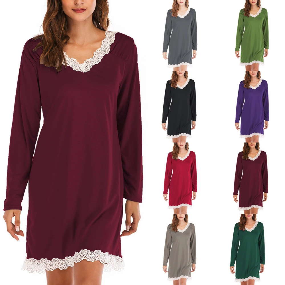 Женское платье с v-образным вырезом и длинным рукавом модное кружевное лоскутное