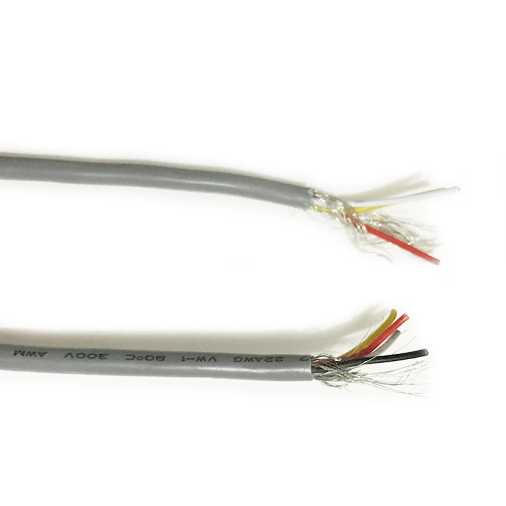 

28AWG 2 3 4 core shielded wire UL 2547 2 meter Audio Line signal cable shield wire for amplifier DIY Black Grey Wire