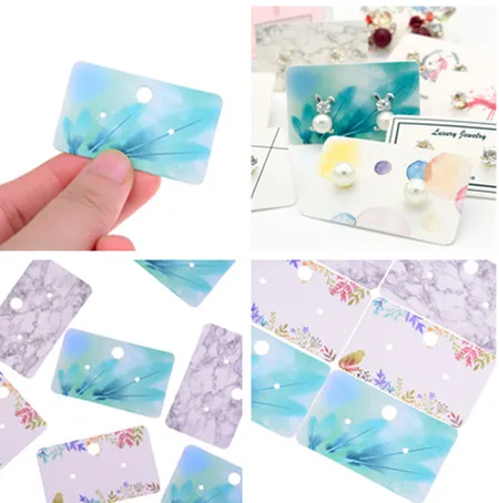 100Pcs Earrings Pack Kraft Paper Ear Studs Card Hang Tag  Label Luggage Wedding Note DIY Blank Price Name Hang Tag Gift Craft