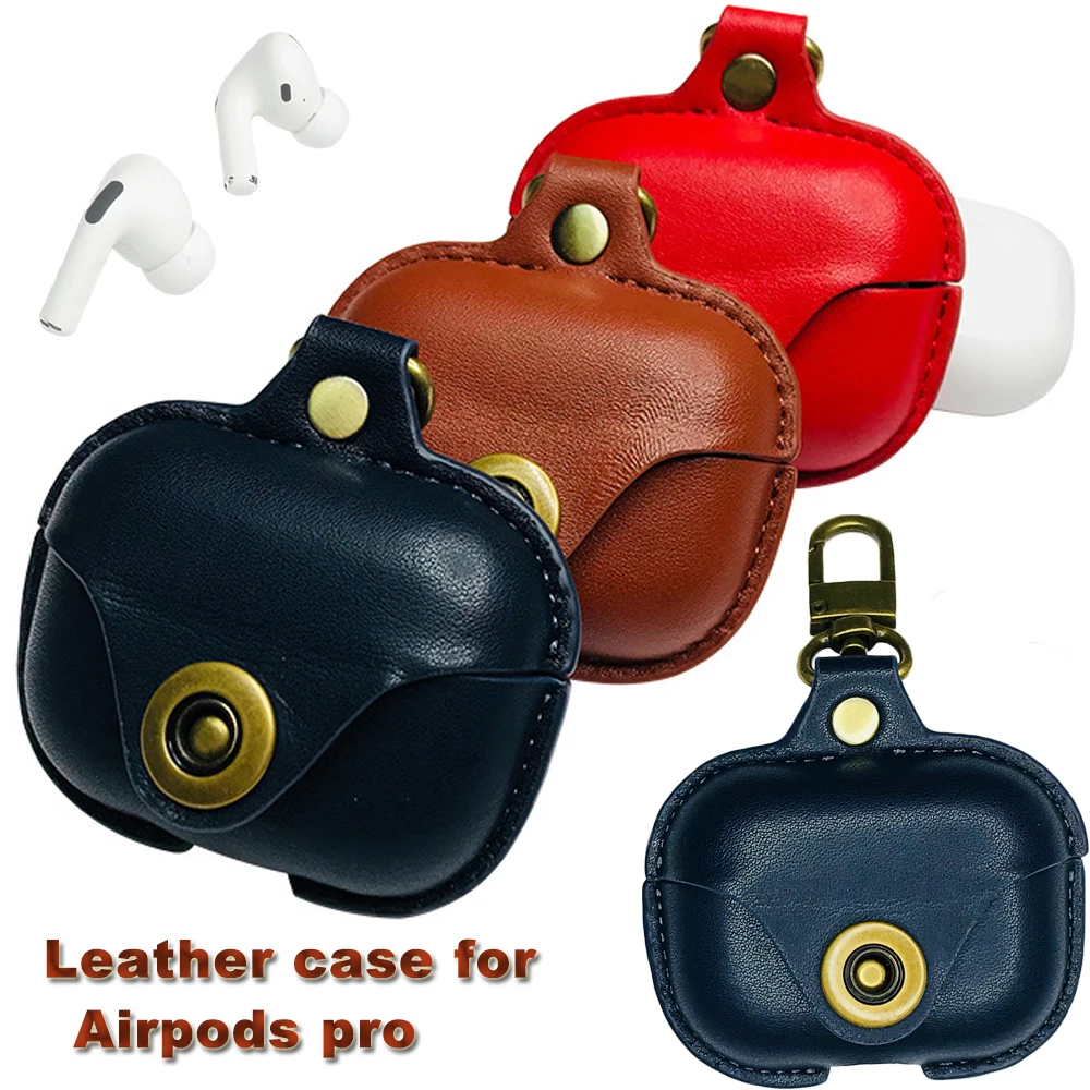 JINSERTA кожаный чехол для Airpods Pro Bluetooth наушники зарядка коробка Защитная крышка с ключевой ремень с кнопками наушники