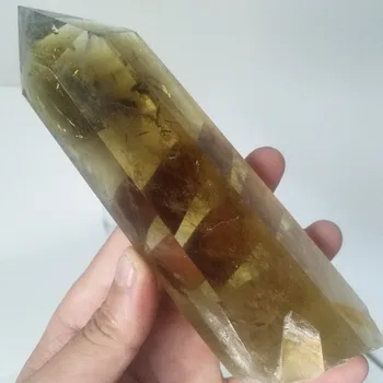 

Natural stone citrine quartz crystal wand point chakra energy stones and healing crystals