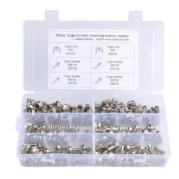 

100pcs/Box Cage Nuts M5 M6 and Screws M5 x 16mm M6 x 16mm M5x20mm M6 x 20mm Automobiles Accessories Cage Nut Screw