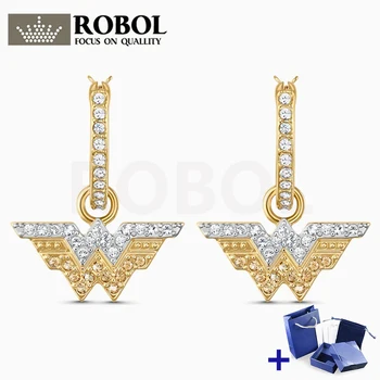 

Original SWA FIT WONDER WOMAN Earrings with Original Engraved Woman Jewelry Gift Fashion Luxury Jewelry Free Shipping Wholesale