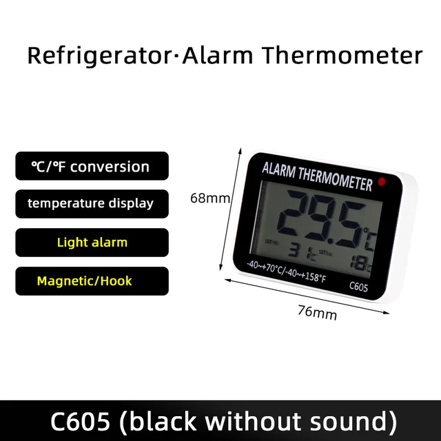 Fridge Thermometer With Hook Anti-Humidity Refrigerator Freezer Electric  Digital Thermometer Temperature Monitor LCD Display - AliExpress