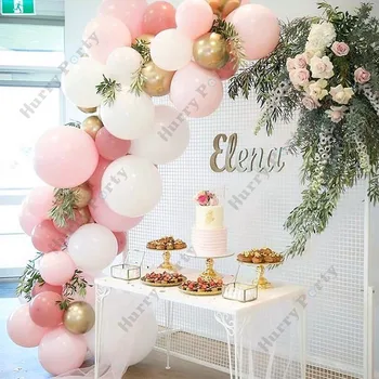 

40pcs Pastel Pink White Macaron Balloons Arch Garland Kit Metallic Gold Balloon Wedding Birthday Party Backdrop Adult Decoration