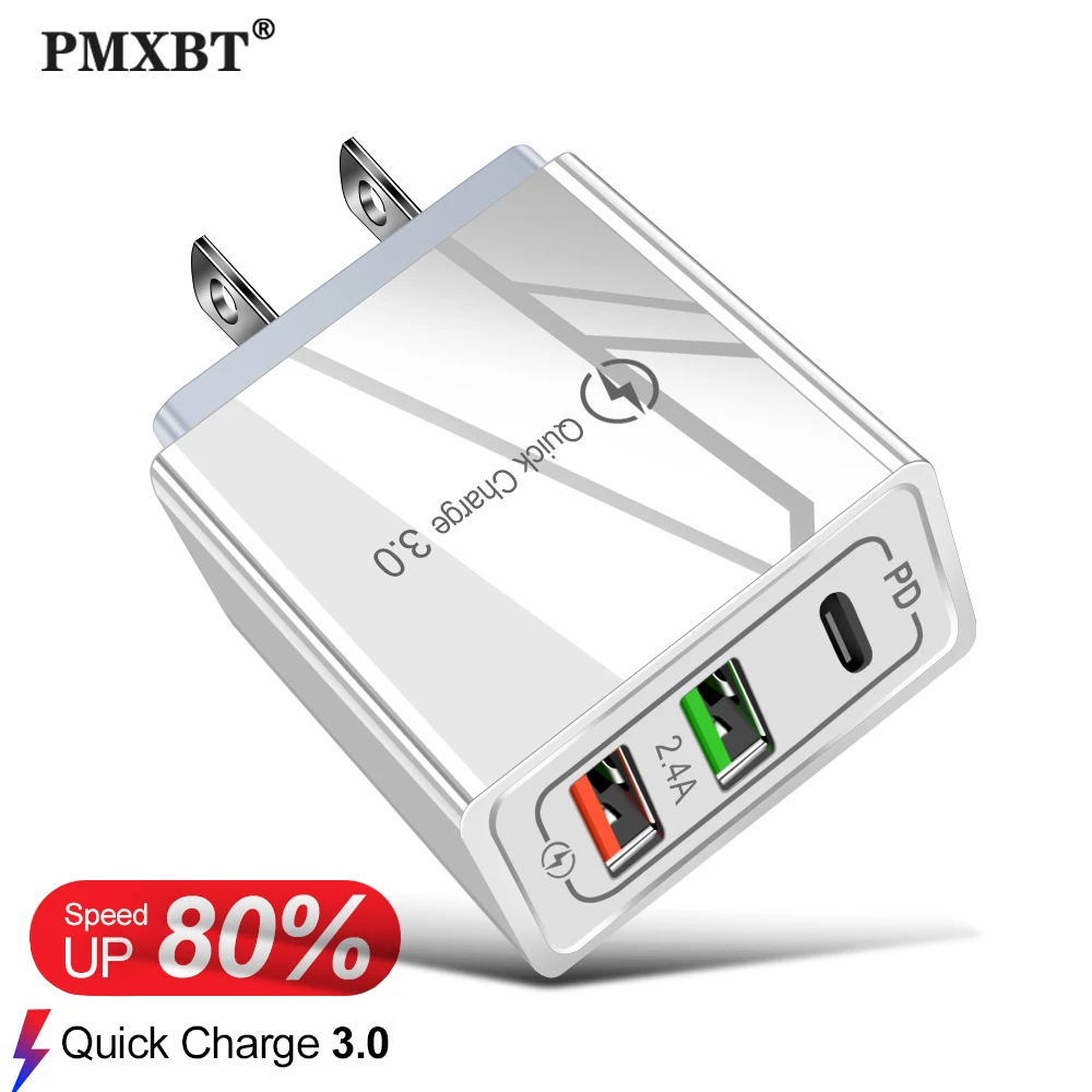 45W Quick Charge 4.0 USB Charger Fast Charging EU US PD 3.0 Wall Mobile Phone Charger Adapter For iphone Samsung Xiaomi Huawei usb c 30w