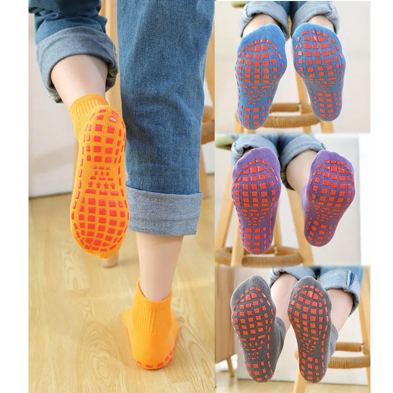 

Kids Adults Anti-Slip Sock Glue Trampoline Sock Thicken Cotton Elasticity Short Socks Breathable Sport Boy Girl Outside Child So