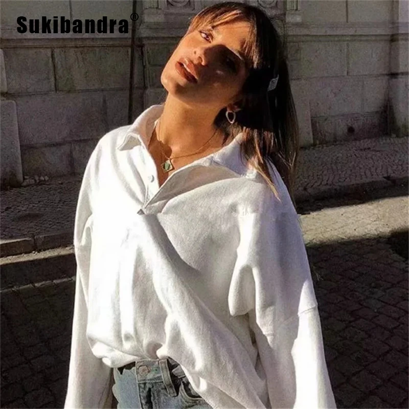 Sukibandra негабаритных женщин белые толстовки в стиле хараджуку женщина s одежда серый пуловер Весна Корейская мода Толстовка Топ