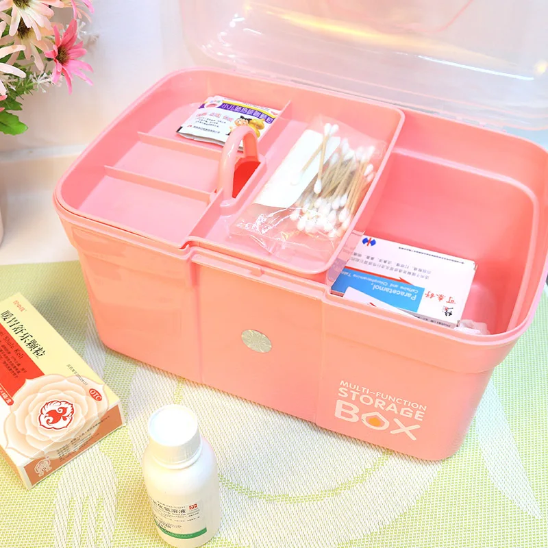 

Wei xiang Family Double Layer Medicine Box Portable Hand Medicine Chest Household Sealed Large Capacity Storage Box Creative Med