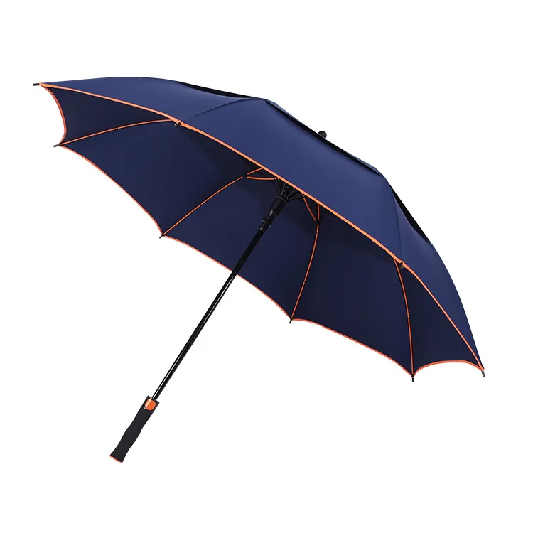 Деловой двойной зонт для гольфа, двойной большой зонт из волокна, 8 костей, прямая ручка, длинная ручка, автоматический зонт для защиты от солнца