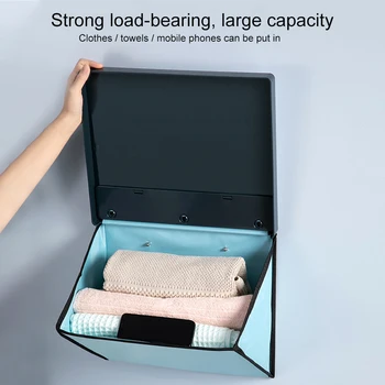 

Foldable No Drilling Bathroom Organizer Bedroom Large Capacity Space Saving Toilet Wall Mounted Printed Stable Storage Holder