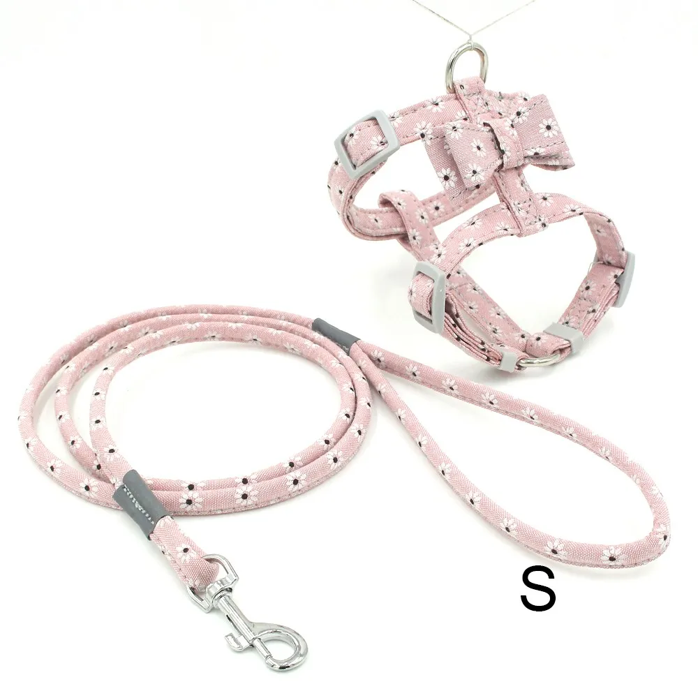 Dog Walking Chest Collar Security Vest Pet Supplies Adjustable Dog Harness Leash Set Pet Anti-explosion Bow Knot Vest Chest Belt - Цвет: 5