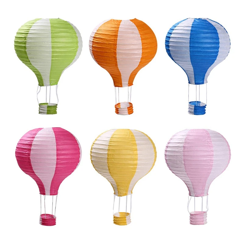 

Fashion-Hot Air Balloon Paper Lanterns for Wedding Birthday Engagement Christmas Party Decoration Stripe Set Pack of 6