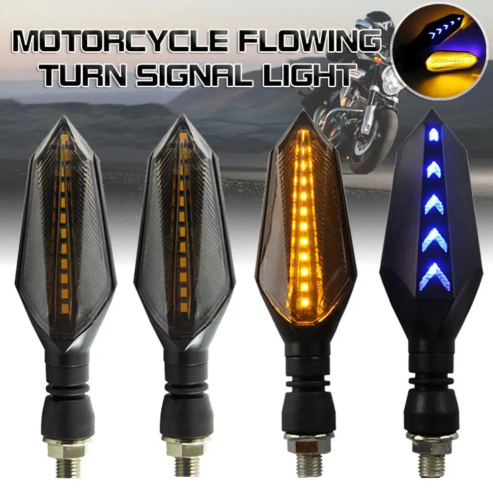 

4pcs Motorcycle 12 LED Flowing Turn Signal Light Indicator Blinker Lamp Amber/Blue Tail Flasher Motorcycle Flashing Lights