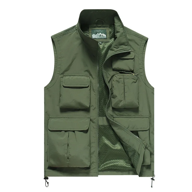 Men's Vests Quick Dry Breathable Multi-pockets Mesh Vest Sleeveless Jackets Male Summer Outdoor Fishing Work Waistcoats M-4XL ultralight fishing photography vest summer multi pockets mesh jackets quick dry waistcoat summer mesh vest fishing vest for men