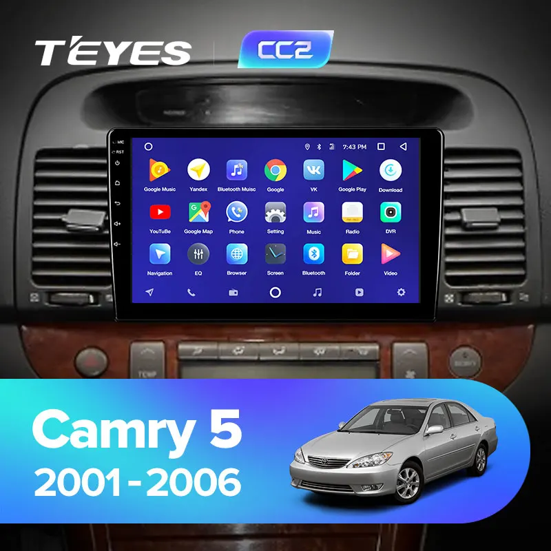 TEYES CC2 Штатная магнитола для Тойота Камри 5 xv30 Toyota Camry 2001 2002 2003 2004 2005 2006 Android 8.1, до 8-ЯДЕР, до 4+ 64ГБ 32EQ+ DSP 2DIN автомагнитола 2 DIN DVD GPS мультимедиа автомобиля головное устройство