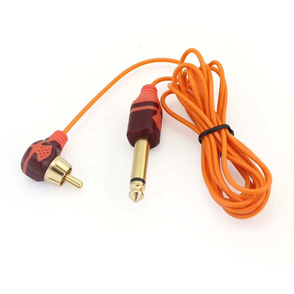 Orange Ультра светильник, 90 градусов, прямоугольный шнур RCA для татуировки, зажим для шнура с тонким силиконовым кабелем для тату машины, источник питания - Цвет: Orange