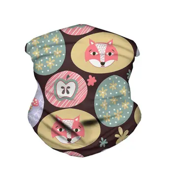 

HYCOOL Cartoon Flower Fox Print Magic Headband Bicycle Balaclava Windproof Scarves Face Cover Mask for Outdoor Sport Walking