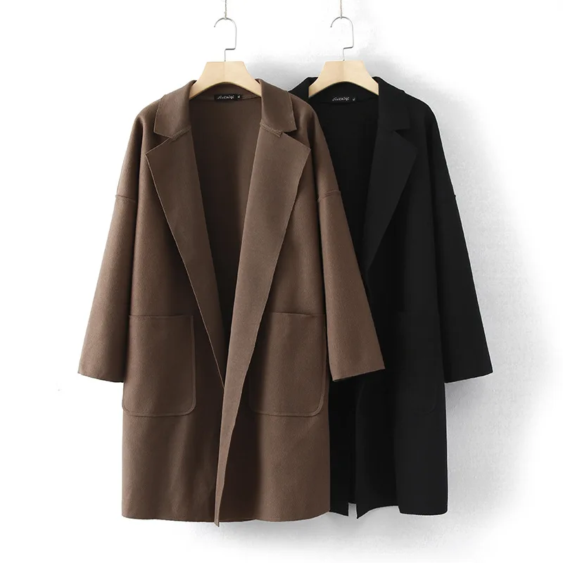 Blvyisla 4XL размера плюс, тонкий кардиган, Тренч, женская мода, простой стиль, с карманами, длинный Тренч, пальто, для офиса, леди, осень, весна, топы