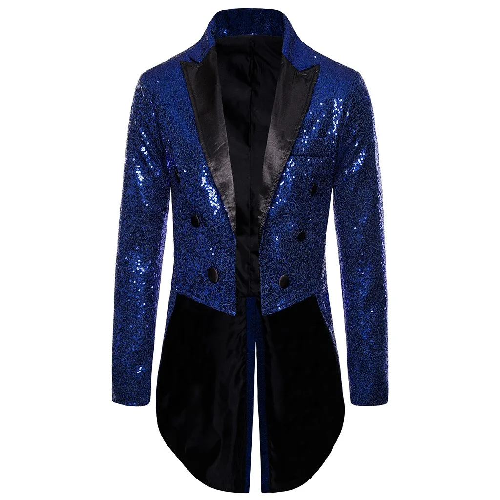 JAYCOSIN, Мужская одежда, Готический стимпанк блейзер с блестками, смокинг, пиджак, повседневное пальто с длинным рукавом, мужские свадебные костюмы, Осень-зима 1122 - Цвет: Blue