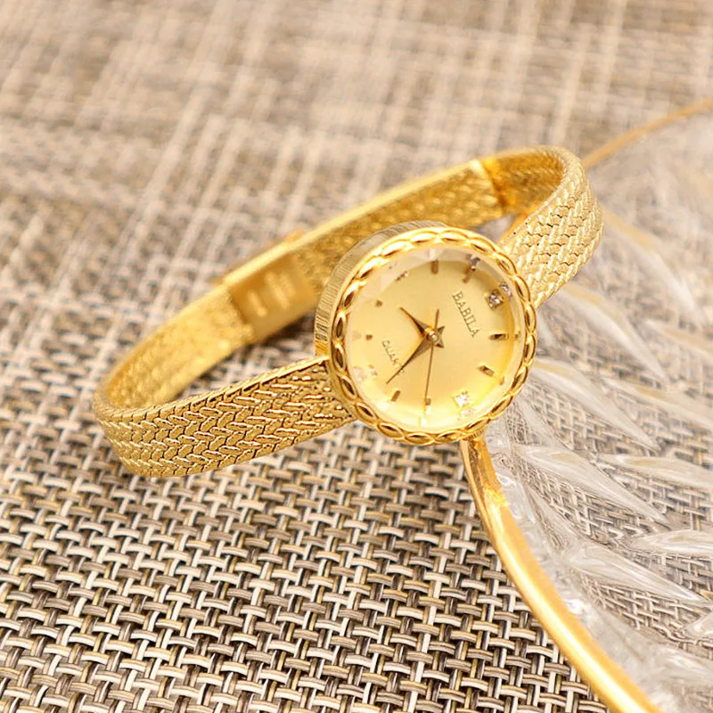 INS Small Gold Watch  Fashion Ladies Watch Retro British Style Japanese Movement Wheat Ear Edge Watch