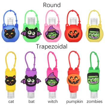 

1Pc Cartoon Silicone Refillable Empty Bottle Halloween Image Hand Sanitizer Separate Bottles Portable Washing Cleanser Container