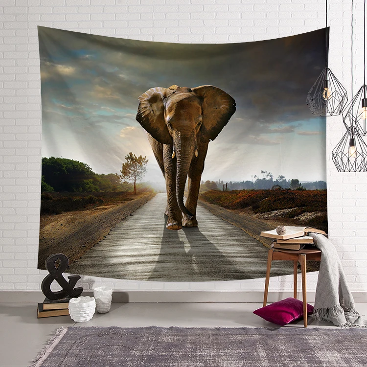 Elephant Tapestry Wall Hanging Wall Tapestry Blanket Farmhouse Decor Polyester Llama Printed Window Tapestry