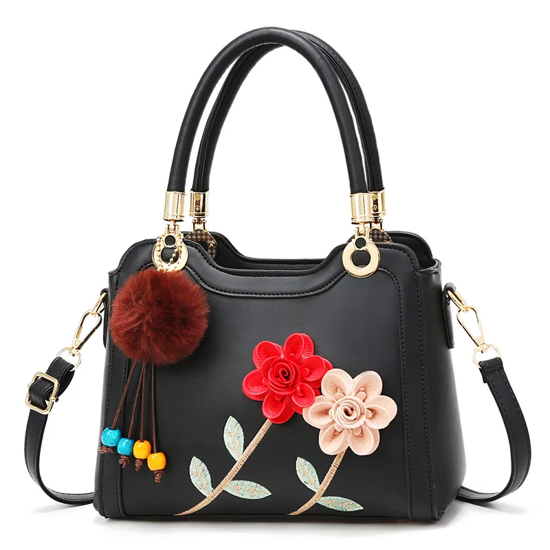 

Embroidered Messenger Bags Women Leather Handbags Bags for Women Sac a Main Ladies Hand Bag Female bag new Flowers Spring