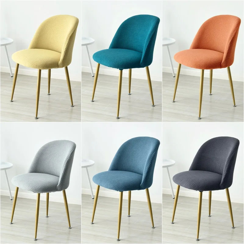 Dining Chair Cover Make Up Stool Seat Slipcover Stretch Curved Back Chairs for Kitchen Removable Coffee Bar Small Seat Chairs
