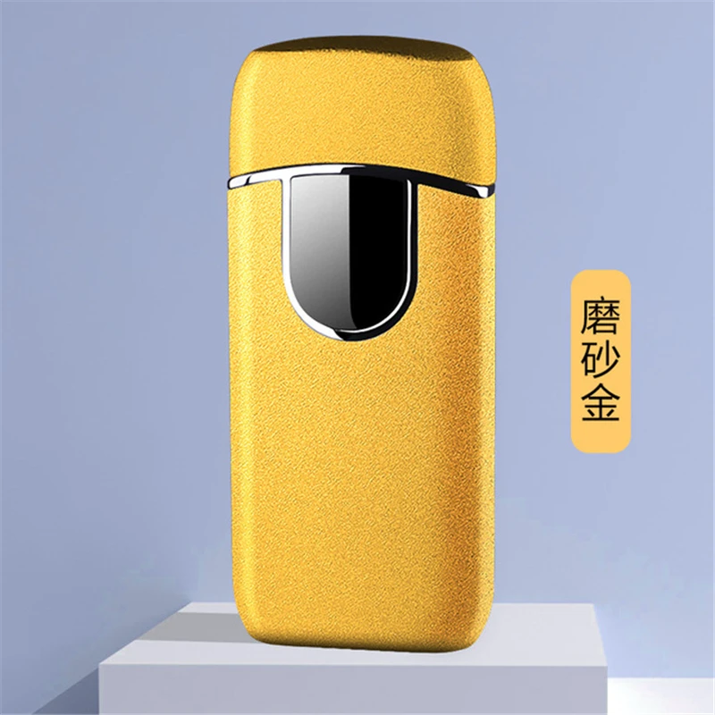 Новая перезаряжаемая прядильная плазменная дуговая зажигалка, USB электрическая турбо-зажигалка, ветрозащитная электронная импульсная зажигалка для мужчин, подарки - Цвет: Matte Gold