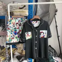 Disney женские ночные рубашки для девочек; Сезон весна-лето; Милые белые Снежный принт пижамы для женщин с коротким рукавом свободное из молочного шелка, домашняя одежда, одежда для сна Disney женские ночные рубашки для девочек; Сезон весна-лето; Милые белые Снежный принт пижамы для женщин с коротким рукавом свободное из молочного шелка, домашняя одежда, одежда для сна