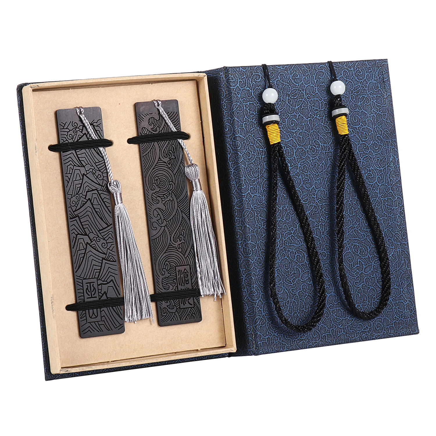 1/2/4Pcs Handmade Wooden Bookmark Gift Box Set Ebony Bookmarks With Tassel String of Lanyard For Mother's Day/Friendship Gift