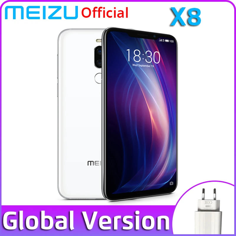 Глобальная версия Meizu X8, 4 ГБ, 64 ГБ, Смартфон Snapdragon 710, четыре ядра, 6,15 дюйма, фронтальная, 20 МП, 3210 мА/ч, аккумулятор, сканер отпечатков пальцев