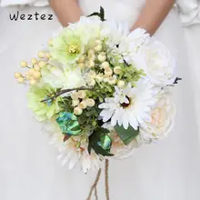 Weztez новые высококачественные Искусственные розы цветок букеты невесты Свадебный букет невесты SPH133