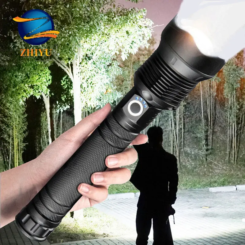 ZHIYU Powerful LED Flashlights XHP 70 50 Super Bright Flash Lights USB Rechargeable Zoom Tactical Torch