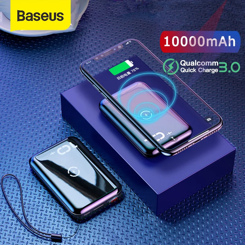 

Baseus 10000mAh Power Bank Qi Wireless Charger Powerbank For Iphone Samsung PD QC3.0 Fast Charging Portable External Battery
