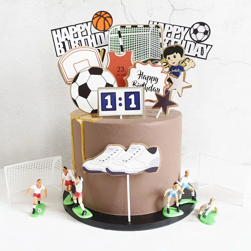 Мальчик футбол Спортивная Тема Топпер для торта «С Днем Рождения» мультфильм дети футбол день рождения торт украшения вечерние принадлежности