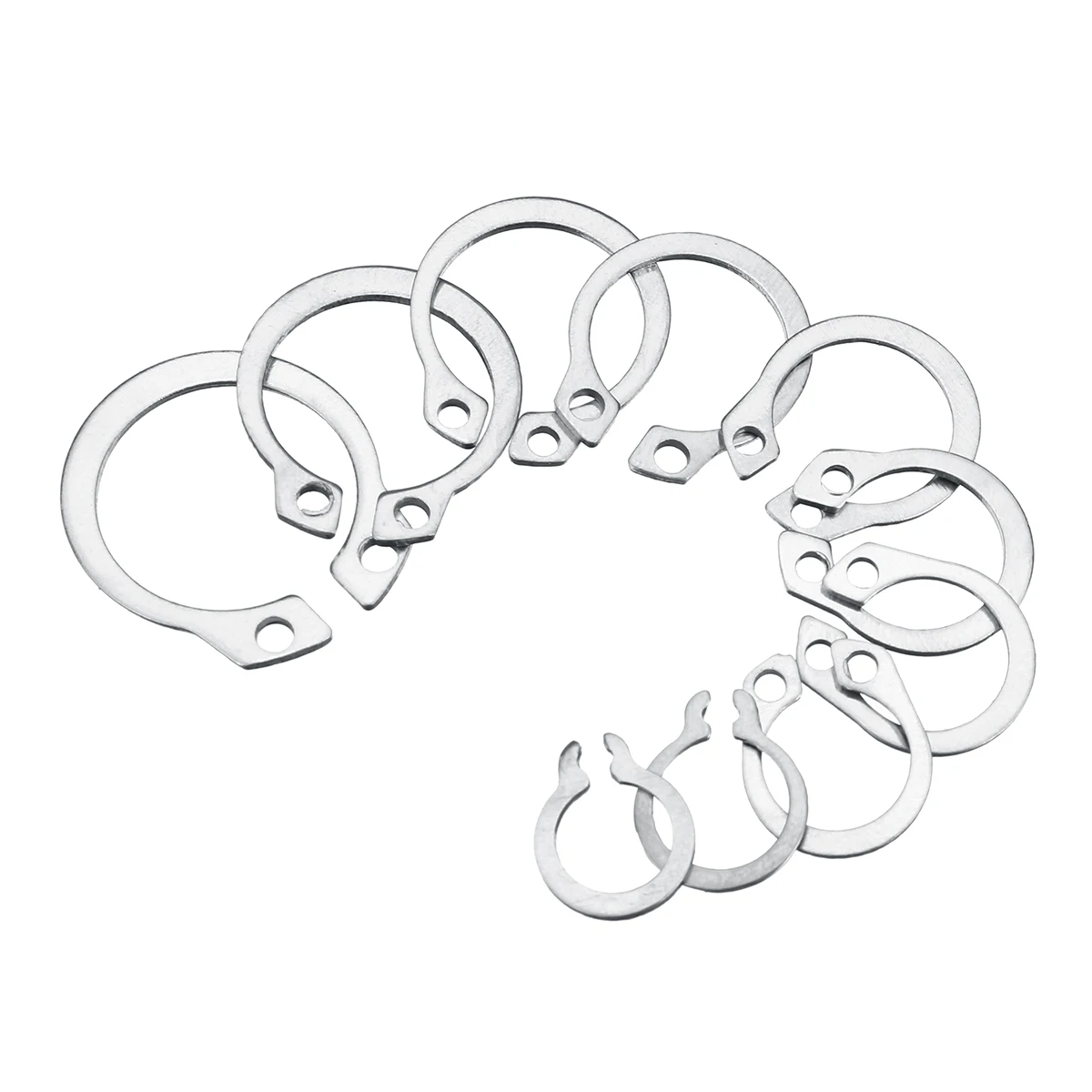 200pcs M8-M18 Elastic Circlip Retaining Ring Snap Ring 304 Stainless Steel C-type Circlip O-axis