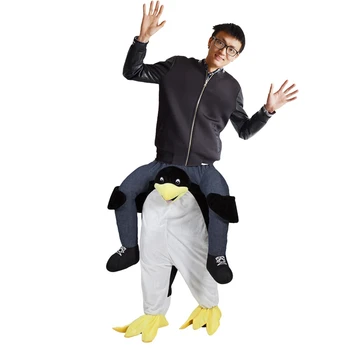 

Woman Men Party Penguin Ride on Me Magic Pants Walking Mascot Christmas Halloween Cosplay Costume Animal Carry Back Fake Legs