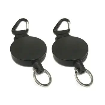 

Stainless Cable Retractable Key Chain and Badge Reel Holder, Black, 2-Pack