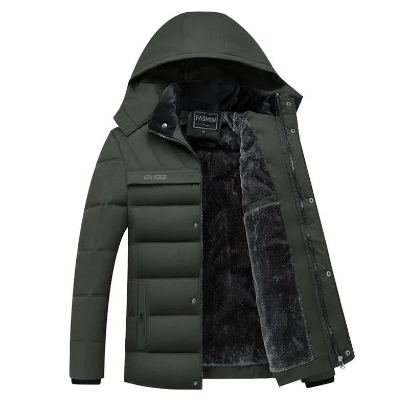 Новая зимняя куртка мужская-20 градусов Уплотнённый тёплый мужской повседневный парка с капюшоном пальто флисовая мужская куртка Женский жакет Masculina - Цвет: Army Green