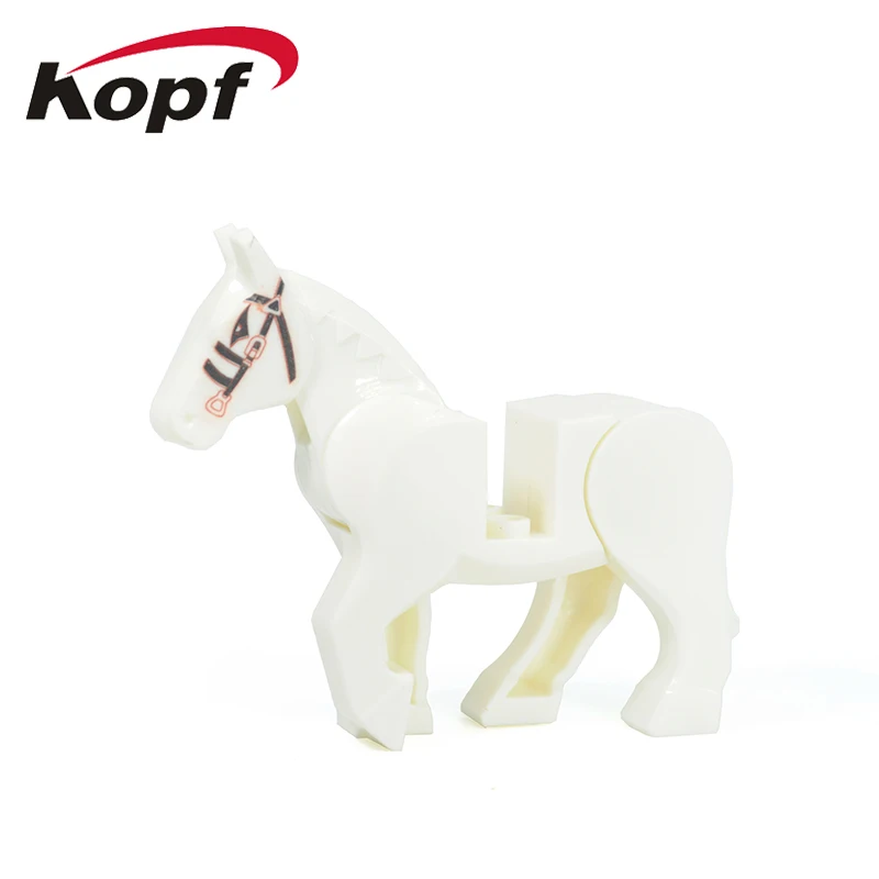 Одиночная Игра престолов белый, синий, желтый, красный, зеленый, коричневый конь кирпичи экшн строительные блоки лучшие детские подарочные игрушки KF1049 - Цвет: White Horse No Box