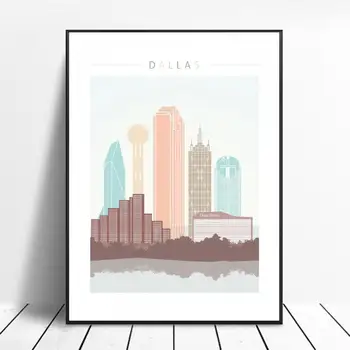 

Dallas Skyline Canvas Print Wall Art Poster Picture Modern Minimalist Bedroom Living Room Decoration No Frame
