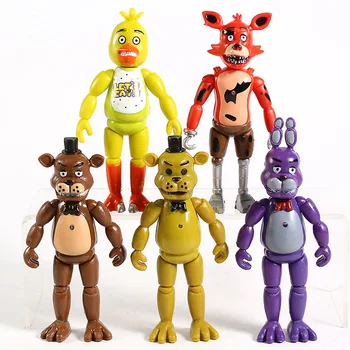 

FNAF Five Nights at Freddy's Freddy Bonnie Chica Foxy PVC Action Figures Toys with Light 5pcs/set