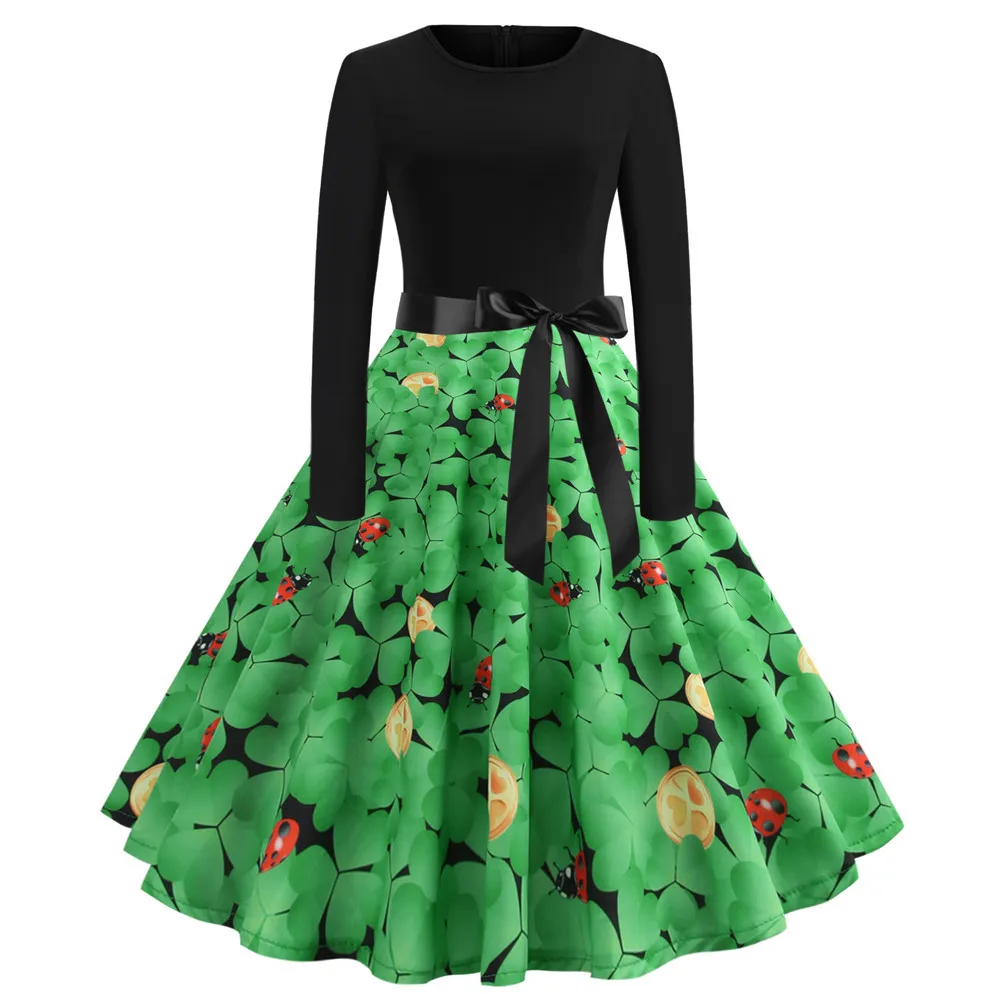 2019 парады Святого Патрика Ирландское платье ко Дню Sunday Retro Lucky You Green Three Leaf Shamrock Clover